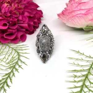 NEW⚜️STERLING SILVER Smoky Quartz Ornate Ring
